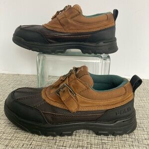 Polo Ralph Lauren Boys Sz 1 Leather Brown Duck Shoe Boot Rain Winter Water kids